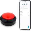 2 x TimeVocalist Large Talking Button Clock with Alarm for Visually Impaired, Elderly, Blind, Dementia, Parkinsons Extras with iOS and Android app