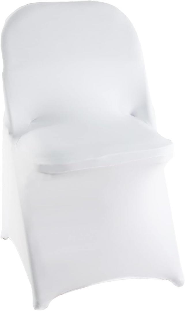 WELMATCH White Spandex Folding Chair Covers - 20 PCS Weddding Events Party Decoration Stretch Elastic Chair Covers Good (White, 20)
