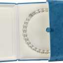 Velvet Pearl Display Box Jewelry Necklace Showcase Long Chain Holder Storage Case (Peacock Blue)