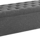 SONGMICS Storage Ottoman Bench, Foot Rest with Legs, 15.7 x 43.3 x 15.7 Inches, End of Bed Bench, Storage Chest, Load up to 660 lb, for Living Room, Bedroom, Entryway, Dark Gray ULSF088G01