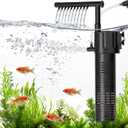 hygger Internal Aquarium Filter, 5-in-1 Submersible Fish Tank Filter, Adjustable Wave Maker & Air Bubbler, Quiet Turtle Tank Filter for 5-15 Gallon Freshwater Saltwater, 80GPH, 5W