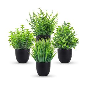 Der Rose Fake Plants 4 Packs Artificial Plants Small Faux Plants Black Bathroom Accessories for Halloween Bathroom Home Kitchen Coffee Table Office Desk Decor Indoor