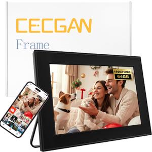 10.6 Inch Digital Photo Frame, 64GB Memory, 1920x1280 Resolution, Touch Screen, Frameo App for Instant Photo & Video Sharing, WiFi 6 Connection, Upload via SD Card & USB, Auto Rotate, Black Color