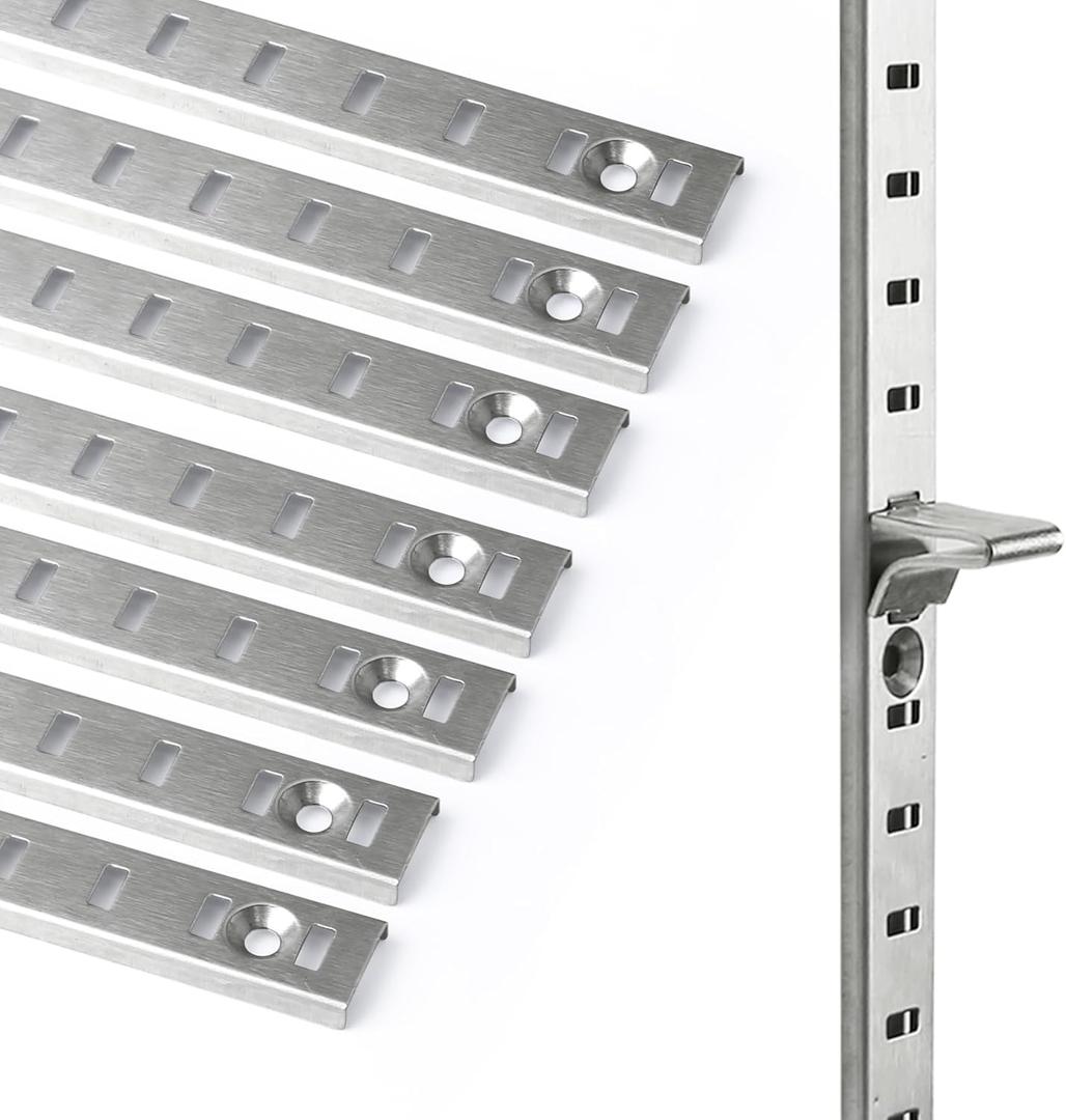Bueyfolt 20 Sets 17 Inch Pilaster Shelf Brackets, Adjustable Mortise Mount Shelf Rails with 3 Pilaster Clips and Screws for Wall Shelving System