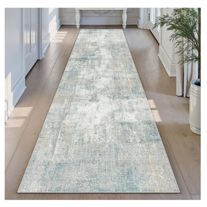 2x7 Washable Runner Rug Blue Cream Abstract Non Slip Soft Low Pile Hallway Kitchen Rug Neutral Modern Carpet for Laundry Bathroom Bedroom Living Room Home Decor