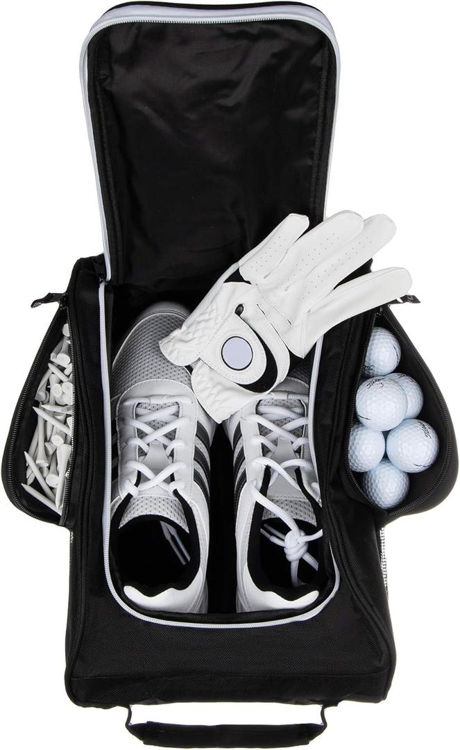 Murray Sporting Goods Golf Shoe Bag for Men and Women - Black Golf Shoe Travel Bag with Side Pockets for Golf Balls, Tees and Other Accessories