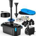 RGB Pond Filter with Pump Fountain Kits, 660GPH Pond Filter Box With 40W Pond Pump & RGB Auto-Cycle LED Lights, Koi Pond Filters for Outdoor Ponds Clean, Clear, and Add Water Features