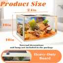 PROLEE Bearded Dragon Tank, Curved Reptile Enclosure with 3-Side Clear Acrylic Panels, Spacious Lizard Tank with Metal Mesh Top and Lockable Door for Reptile Habitat