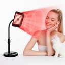 Red Light Therapy for Face and Body, 3 LED Wavelength 660nm 730nm 850nm Infrared Light Therapy Desk Lamp with 360Adjustable Head & Phone Stand, Home Office Travel Portable Use w/Glasses (Black)