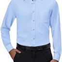 Alimens & Gentle Mens Dress Shirts 4-Way Stretch Long Sleeve Collared Casual Solid Wedding Dating Button Down Shirt, Size M