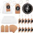 TaoBary 60 Pcs Compasses Halloween Christmas Wedding Party Favors Set Mini Compass Souvenir Nautical with Kraft Tags and Organza Bag for Guests Birthday Nautical Travel Party Souvenir Gift(Rose Gold)