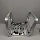 Anbte Folding Camping Table, Aluminum 24" x 16" Adjustable Height Small Folding Table with Carrying Handle, Lightweight, Portable Camping Table Waterproof for Outdoor Indoor Picnic Beach BBQ, Silver