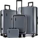 Hard Shell Luggage Sets with Spinner Wheels 4 Piece, Expandable Large Suitcases with TSA Lock, Travel Large Suitcase Set, Grey Luggage Set