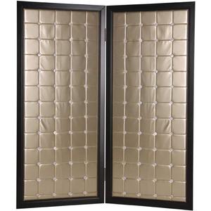 HomeRoots1 x 59" x 67" Gold Wood & Fabric Screen Room Divider