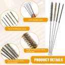 20 Pcs Wire Tube Brushes Bulk for Cleaning Pipe Tube Brass Stainless Steel Round Wire Brush for Auto Parts Christmas, Bottles, Tubes, 5 Sizes (Silver Gold)