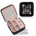 Uygafly Travel Jewelry Case - Personalized Jewelry Box for Women,Small Jewelry Organizer Cute Jewelry Organizers and Storage Aesthetic,Travel Essentials Birthday Gifts for Girls Women | Black,P