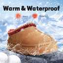 Women's Platform Slippers Comfy Mini Boots Fur Fleece Lined Short Ankle Boot Fluffy House Slippers for Indoor Outdoor (Brown)