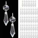 50PCS Premium Clear Crystal Teardrop Prism 2.4" -Crystal Glass Baroque Chandelier Pendant Drop Loose Beads Suncatcher for Holiday Party/Home/Window Decoration/Chandelier Replacement Parts