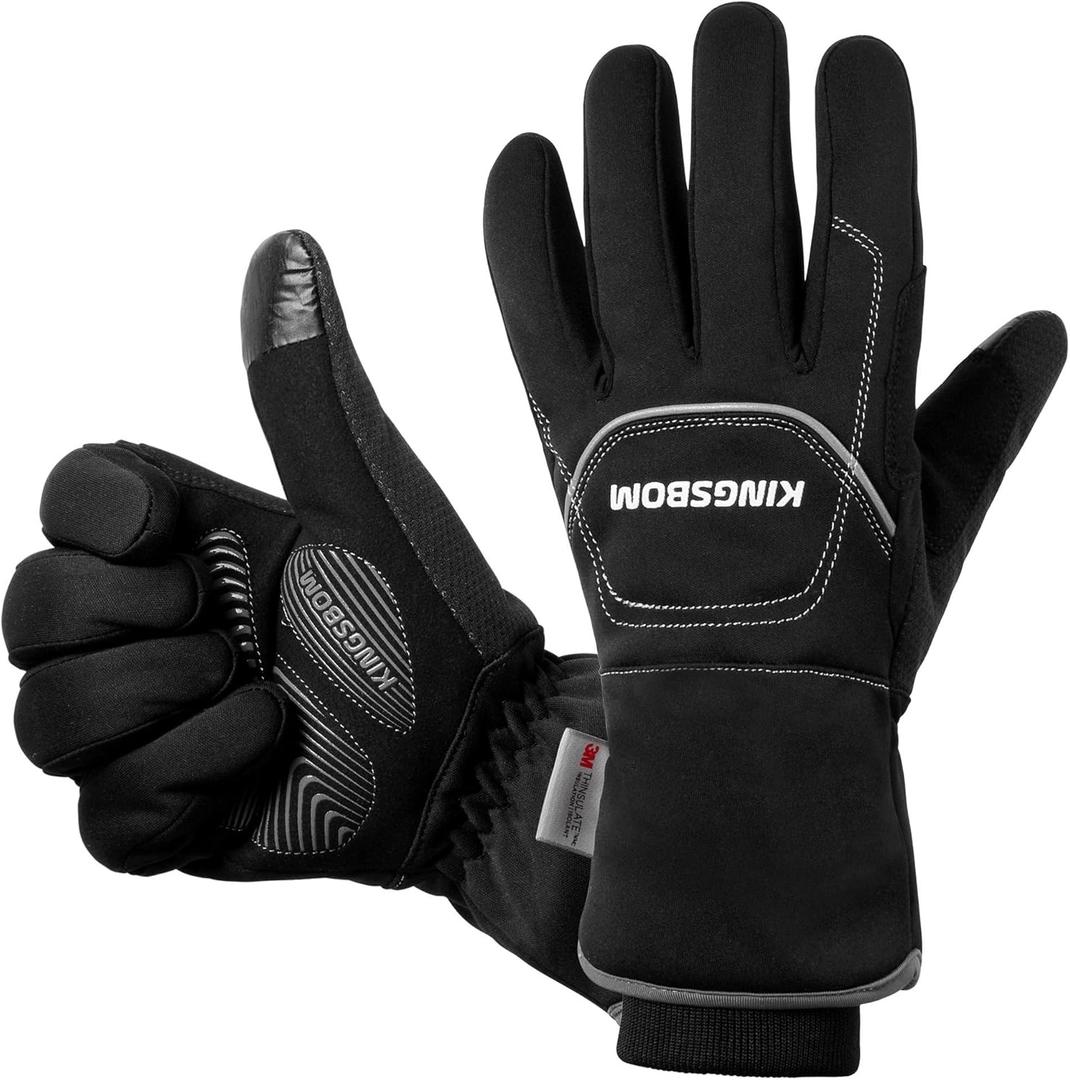 KINGSBOM -40F Waterproof & Windproof Thermal Gloves - 3M Thinsulate Winter Touch Screen Warm Gloves - for Cycling,Riding,Running,Outdoor Sports - for Women and Men (Small, Black)