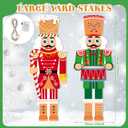 Wenqik 2 Pcs Large Christmas Nutcracker Outdoor Decorations with LED Light, Nutcracker Yard Sign with Stakes 39 x 13 Inch Christmas Outdoor Yard Decorations for Xmas Holiday Lawn Porch Party Supplies