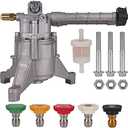 Mikatesi 7/8" Shaft Vertical Pressure Washer Pump 2600-3000 PSI @2.5 GPM OEM & Power Washer Pump Replacement with Troy Bilt SRMW22G26-EZ Craftsman AR Front Inlet/Outlet