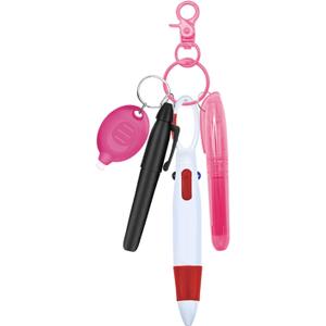 Nurse Pen Set, Badge Reel Pen Include Highlighter, Permanent Marker, Ballpoint Pen, LED Keychain Flashlight, and Nursing Keychain Clip (Pink)