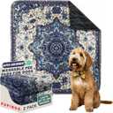 PUPIBOO Washable Pee Pads for Dogs and Cats - Super Absorbent Reusable Puppy Training Pads - 100% Waterproof, Leak-Proof & Non-Slip Whelping Pads for Pet Housebreaking (24 x 36 Inch (Pack of 2), Blue Medallion)