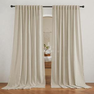 RYB HOME Semi Sheer Curtains for Bedroom, Airy Solid Sheer Window Curtain Stylish Privacy Drapes for Kitchen Dining Room Nursery, Beige, Wide 70 x Long 95, 2 Panels