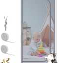 Dixutzi Pet Screen Door Thickened Cat Resistant Mesh Screen Door for Living Room, Bedroom, Kitchen, Patio, Dog Cat Scratch Proof Screen with Zipper Closure (Fits Door Size up to 35''x 80'', Gray)