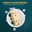 Decorator Wall Outlets, 20A 125V Standard Electrical Receptacle Outlet, 2 Pole 3 Wire, Non-Tamper Resistant, NEMA 5-20R, Self-Grounding Residential Grade, UL, Gold, 10 Pack