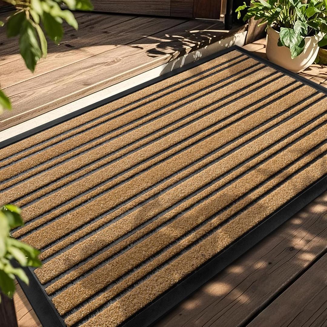 BEHERO Door Mat Outdoor Entrance, Extra Durable Front Door Mat Outside, Heavy Duty Welcome Mat for Outside Entry, Back Door Mats Non Slip, Waterproof All-Season Doormats, 36x24 Inch, Yellow
