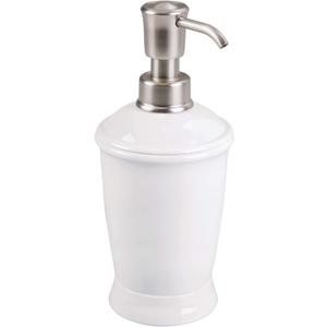 iDesign Franklin PA-Free Plastic Refillable Soap and Lotion Dispenser, 3.5" x 3.5" x 8", White/Brushed
