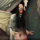 Haunted Hill Farm 5.9 ft. Animatronic Lurching Woman by Tekky, Halloween Animatronic, Scary Indoor House Prop & Decoration, Creepy Occult Horror Decor with Motion-Activated Lights & Sound, Life-Size