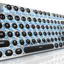 EWEADN TK950 Typewriter Keyboard Wireless Mechanical Keyboard, 104 Keys Aesthetic Typewriter Keyboards with Blue Backlit, Anti-Ghosting, Blue Switch Bluetooth/2.4GHz/Wired Cute keyboards-Black