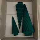 DN DECONATION Set of 3 Flocked Velvet Christmas Trees, Green Tabletop Xmas Tree Decor with Pine, Swirl & Wave Designs Mini Christmas Figurines for Mantel, Desk, Holiday Centerpiece