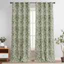 jinchan Room Darkening Curtains for Bedroom Sage Green Damask Patterned Curtains 84 Inch Length for Living Room Linen Textured Vintage Drapes Medallion Window Treatments Grommet Top 2 Panels Set (75% Blackout Green)