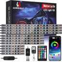 12PCS Motorcycle RGB LED Light Kit with Brake Turn Signal, Underglow Lights with APP/RF Remote,Neon Accent Light MultiColor Dual Zone Waterproof 12V for Sport Bike, Cruiser, Street&OffRoad Motorcycle