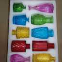Coloch Set of 10 Colored Bud Vases, Assorted Small Glass Flower Vases Vintage Carved Floral Vase Single Bud Vase in Bulk for Centerpieces, Parties, Wedding Decoration, Office, Home