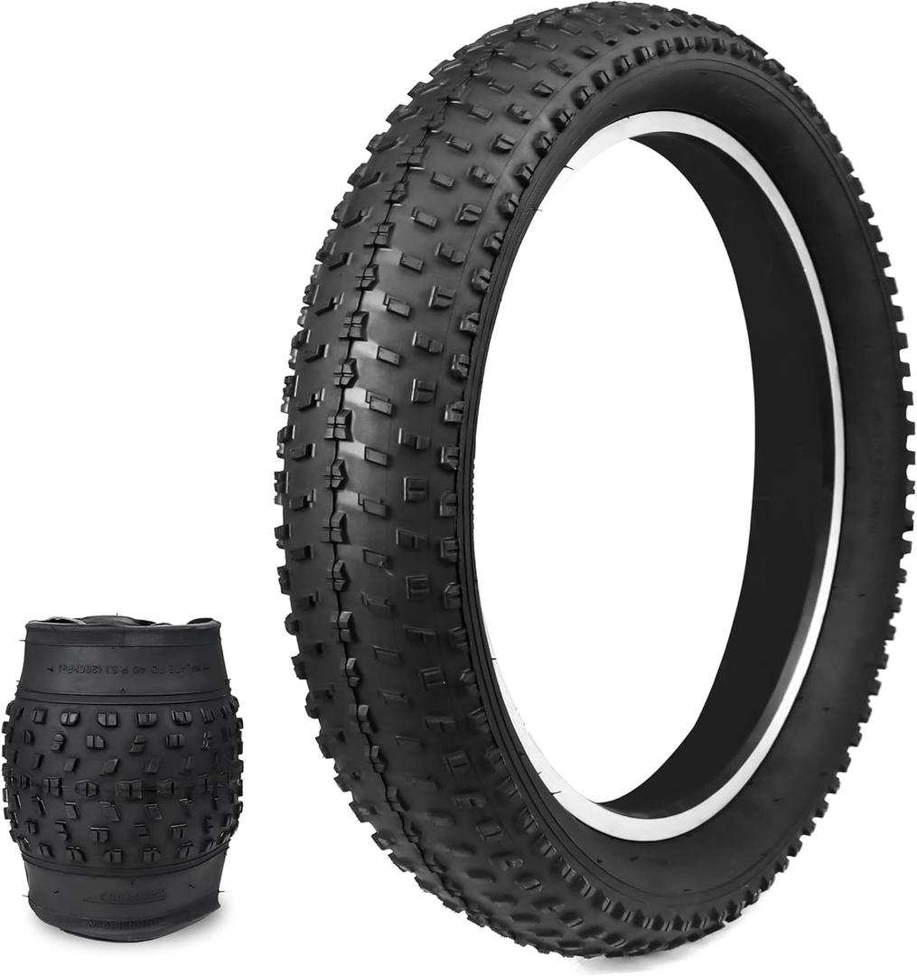 Fat Bike Tire 20 x 3 - Heavy Duty High-Performance Wear-Resistant E-Bike Mountain Snow Tire, 1/2 Pack, Black