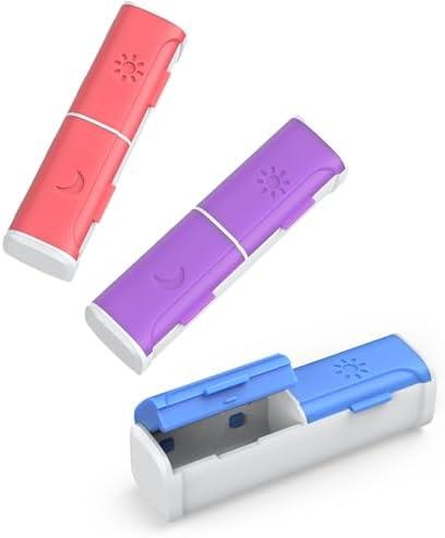 Pack of 3 Urekt Pill Organizer 2 Times a Day, (3 Pack) Small Pill Box, Am Pm Daily Pill Organizer, Moisture Proof Travel Pill Case for Pocket Purse, Portable Medicine Box to Hold Vitamin, Fish Oil, Supplement