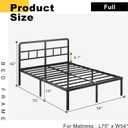 DiaOutro 16 Inch Full Size Bed Frame with Headboard No Box Spring Needed, Heavy Duty Metal Platform with Steel Slat, Mattress Foundation, Easy Assembly, No Noise, Black