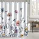 AWERT Watercolor Floral Shower Curtain with Hooks Pastel Wildflower Shower Curtain for Bathroom Waterproof Flower Printing Fabric Bathroom 72x72inch