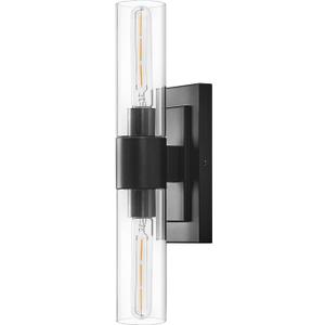 19" Modern Wall Sconce,2-Light Bathroom Vanity Light,Glass Tube Indoor Wall Sconce,Black Wall Light Wall Lamp for Bedroom, Mirror,Washroom, Hallway Hardwired Sconces Wall Lighting,E26 Base