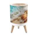 Small Trash Can with Lid Starfish Seashell Summer Beach sea Water Summer Summer time 1.8 Gallon Dog Proof Trash Can Round Garbage Can Waste Bin Wastebasket for Bathroom Bedroom Living Room
