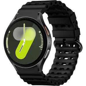 Sport Band for Samsung Galaxy Watch 7 5 4 6 FE 44mm 40mm/for Galaxy Watch 6/4 Classic 47mm 43mm 46mm 42mm/Watch 5 Pro 45mm, No Gap Breathable Soft Silicone Strap 20mm Replacement Men Women, Black