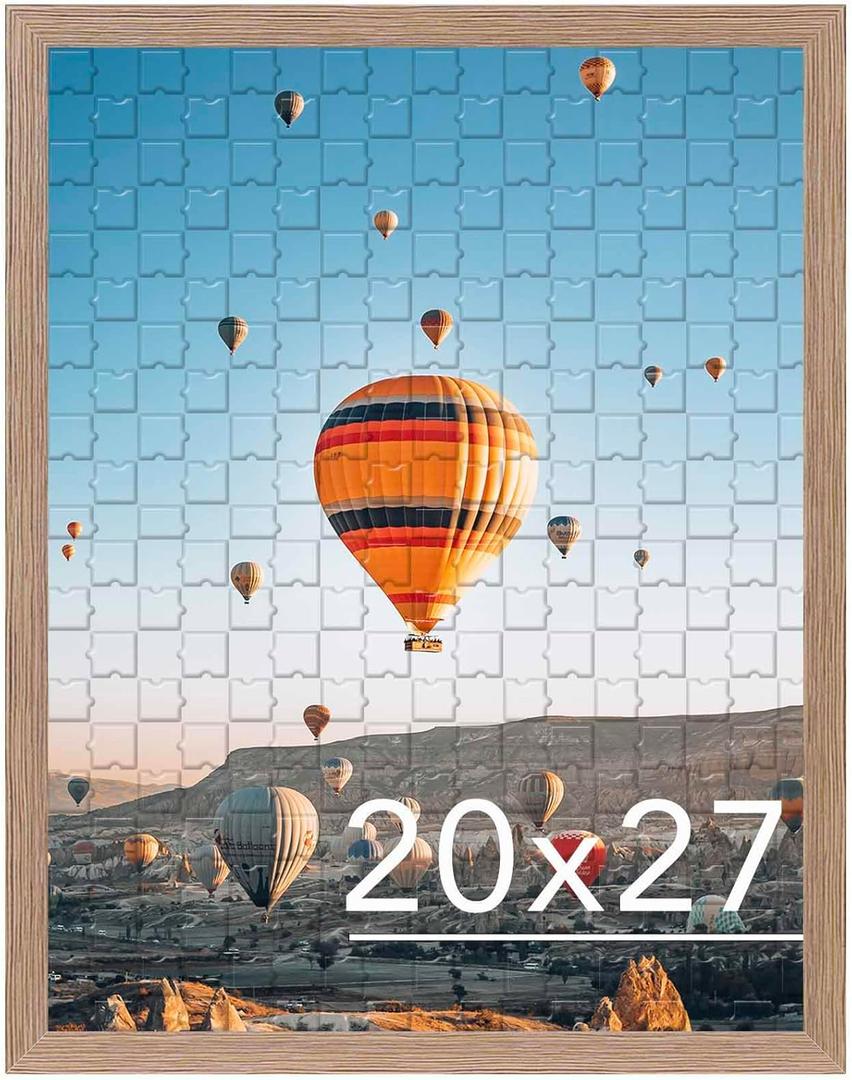 JCJMY 20x27 Picture Frame for Puzzles Poster Photo Picture, Horizontal and Vertical Formats for Wall Hanging, 20 x 27 Wall Gallery Poster Photo Puzzles Frame for 20 by 27 Photos Posters, Rustic Brown