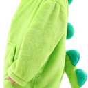 LOLANTA Boys' Girls' Dinosaur Shark Costume Flannel Jumpsuits Soft Animal One Piece for Kids Holiday Birthday (6-7 Years, Green)