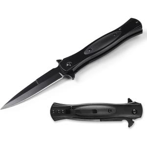 Pocket Knife for Men, EDC Knife with Clip, Cool Knives for Outdoor Survival Camping Hiking Fishing, Gift for Men (Black)