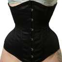 Women's Underbust Waist Trainer Corset Steel Boned Heavy Duty Twill Cotton Corset (XX-Large, Black)