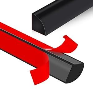 Flexible Quarter Round Molding Peel and Stick Rubber Trim Molding Double-Sided Self Adhesive Wall Corner Trim Molding for Floor, Bathrooms, Countertops (1/ 2” W x 1/ 2” H x 10 Ft, Black)